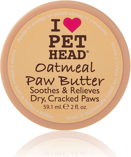 PET HEAD Oatmeal Paw Butter 2 Fl. Oz. Moisturizing Paw Balm, Soothes and Relieves Dry Cracked Paws and Noses, Lickable, Hypoallergenic with Natural Ingredients. Gentle Formula for Puppies. Made in USA