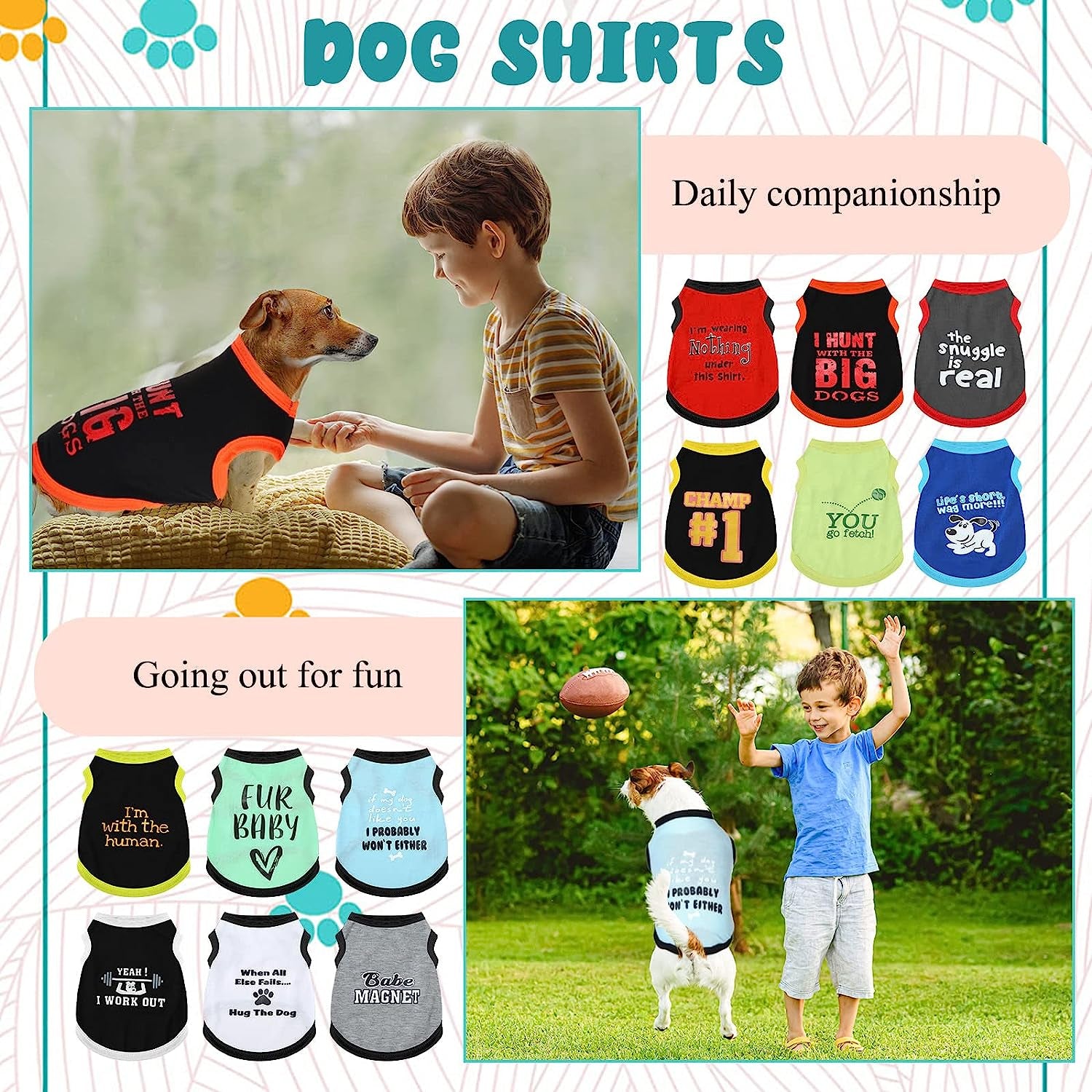 12 Pieces Dog Shirts Pet Printed Clothes with Funny Letters Summer Pet T Shirts Cool Puppy Shirts Breathable Dog Outfit Soft Dog Sweatshirt for Pet Dogs Cats Accessories, 12 Styles (X-Large)