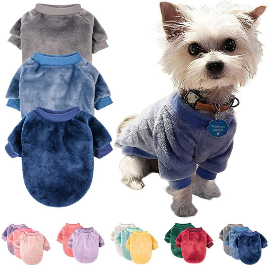 Dog Sweater, Pack of 2 or 3, Dog Clothes, Dog Coat, Dog Jacket for Small or Medium Dogs Boy or Girl, Ultra Soft and Warm Cat Pet Sweaters (Small, Grey,Blue,Dark Blue)